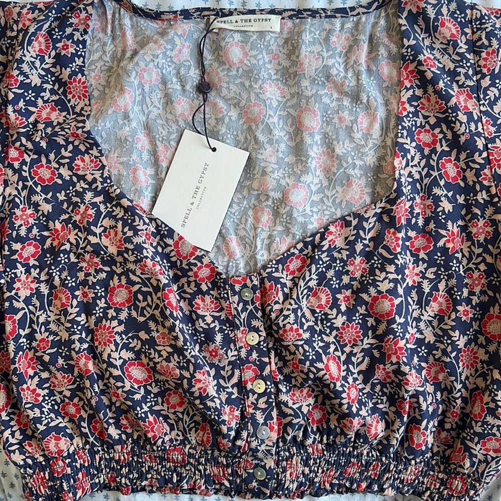 🚫SOLD🚫 NWT Spell Jasmine Navy Palazzo Pants and Matching Top Set – Large - Picture 9 of 9